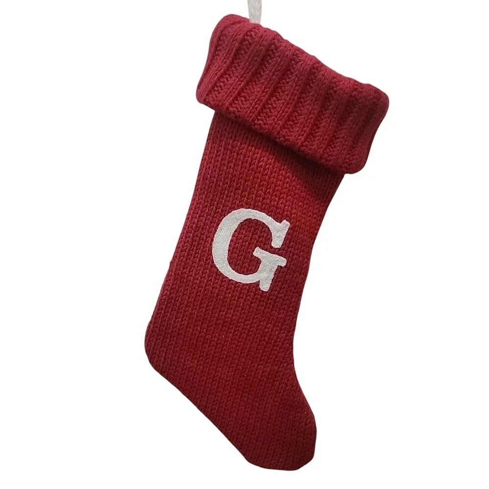 Target Wondershop‎ Red White G Monogram Sweater Knit Christmas Stocking.